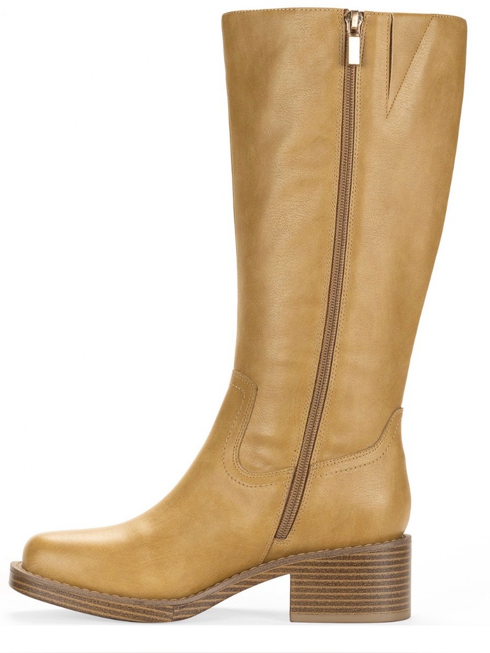 Women’s square toe tall boots with 2” block heel, Sz: 8. Color: Banana - Picture 4 of 12